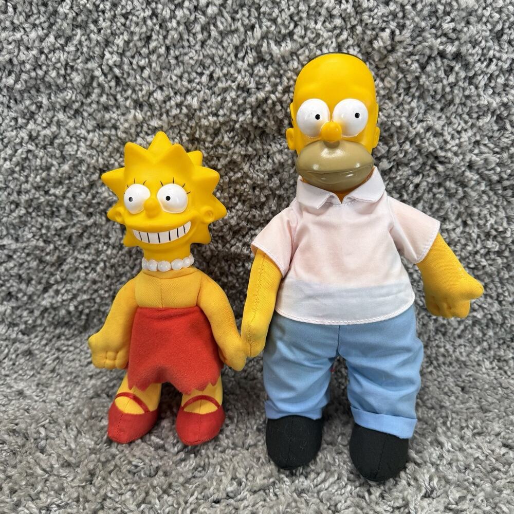 VINTAGE 1990 The Simpsons Burger King Plush Dolls Homer Lisa Toys